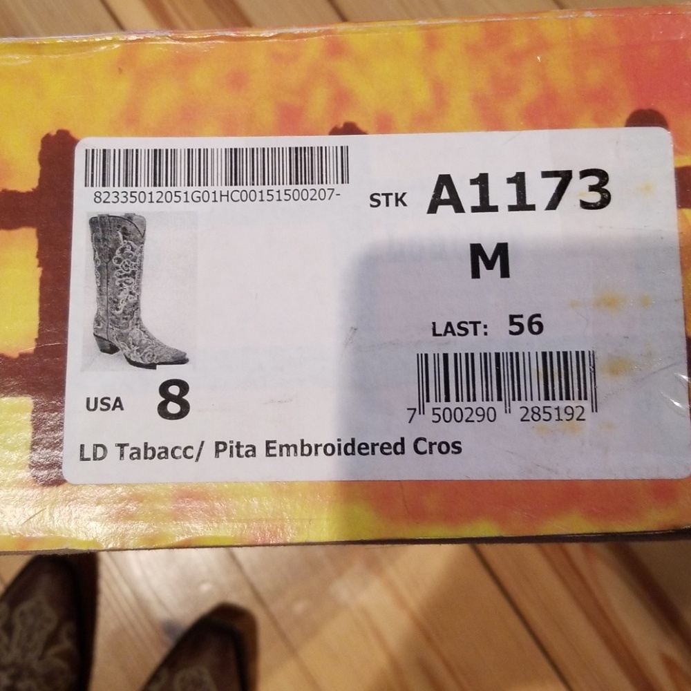 Corral Distressed Cross Embroidered Boots  Size 8 - Picture 4 of 4